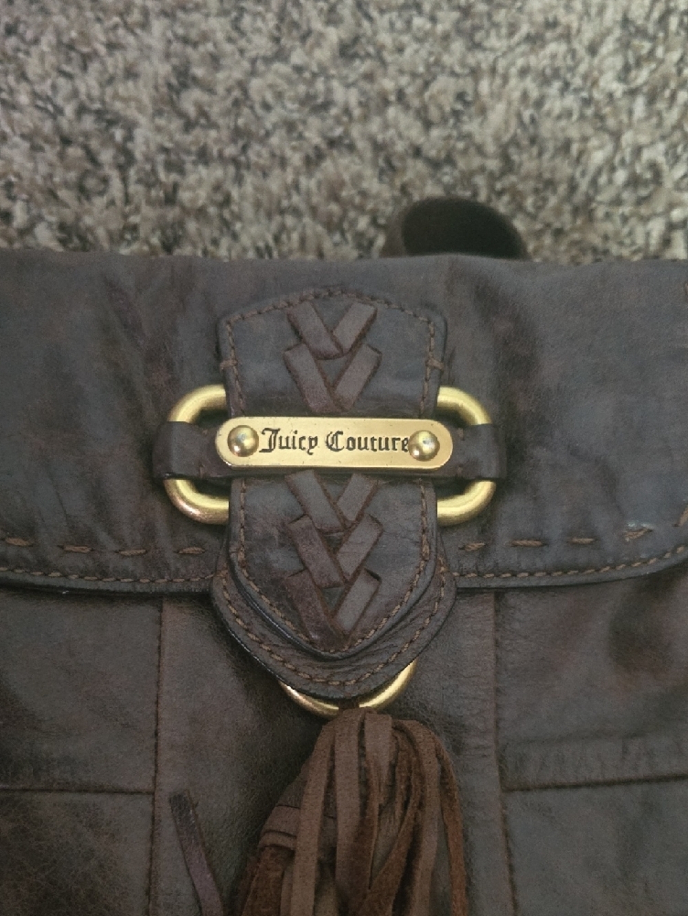 Juicy Couture Vintage Dark Brown Leather W/ Gold Hardware Crossbody Bag (EUC)✨️ - Picture 7 of 11